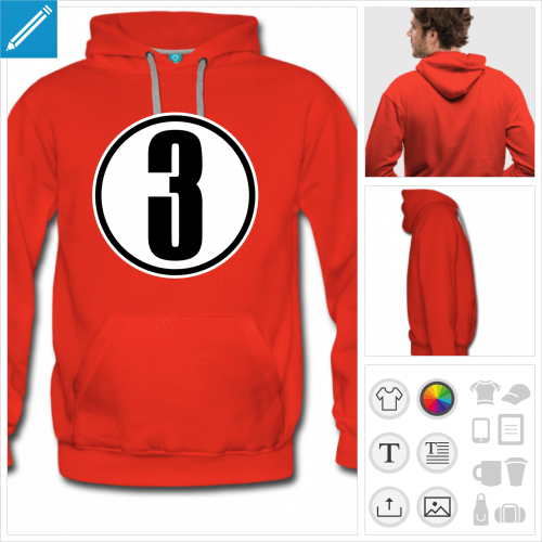 sweat-shirt Numro 3  personnaliser et imprimer en ligne