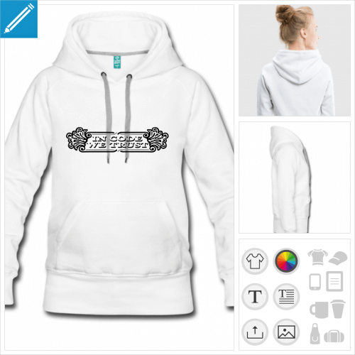 hoodie blanc codeur  personnaliser et imprimer en ligne