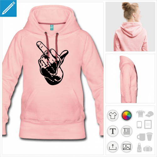 hoodie femme doigt d'honneur personnalisable