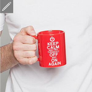 Mug geek personnalis  crer en ligne, crez votre tasse keep calm and try turning it off.