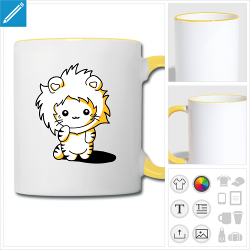 mug bicolore chaton kawaii  crer soi-mme