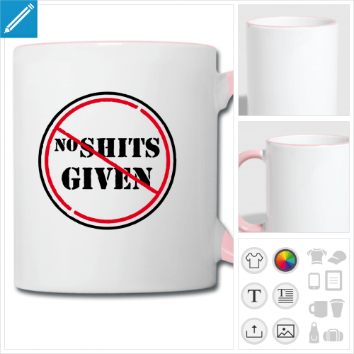 mug citations personnalisable, impression  l'unit