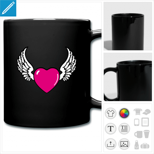 tasse coeur ailes  personnaliser