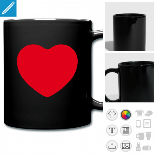 mug coeur rond personnalisable