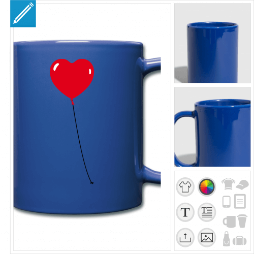 tasse couleur coeur rond  personnaliser