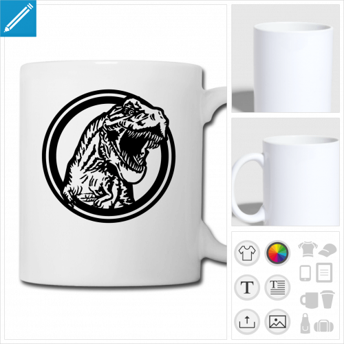 mug blanc tyrannosaurus rex  personnaliser, impression unique