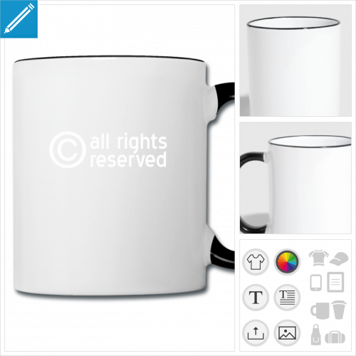 tasse bicolore symbole copyright  crer en ligne