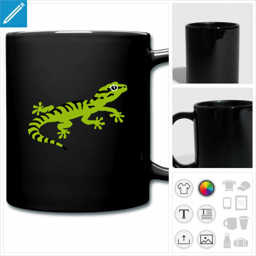 mug color gecko rayures personnalisable, impression  l'unit