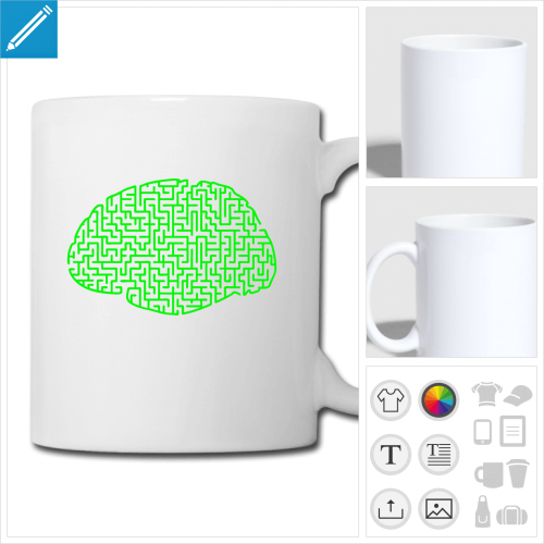 mug blanc cerveau  personnaliser