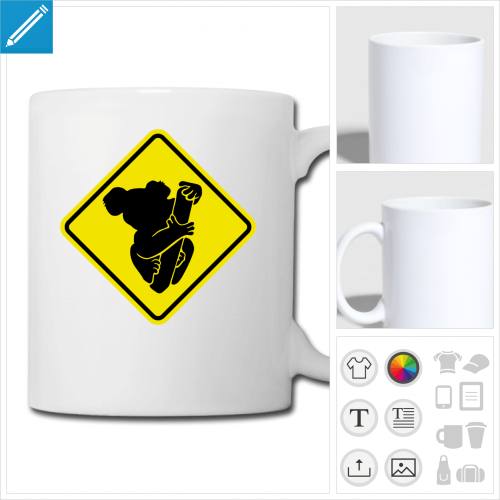 mug blanc koala  personnaliser, impression unique