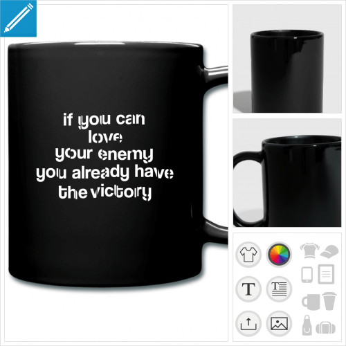 tasse couleur citation personnalisable, impression  l'unit