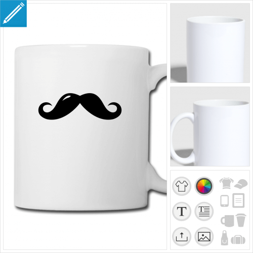 tasse moustache  personnaliser et imprimer en ligne