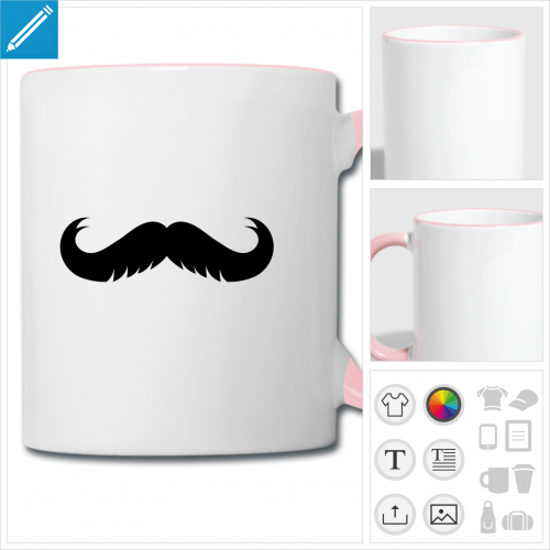 mug moustache rigolote  personnaliser et imprimer en ligne