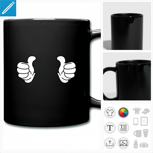 tasse couleur thumbs personnalisable