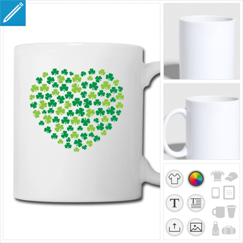 tasse trèfles à personnaliser, impression unique