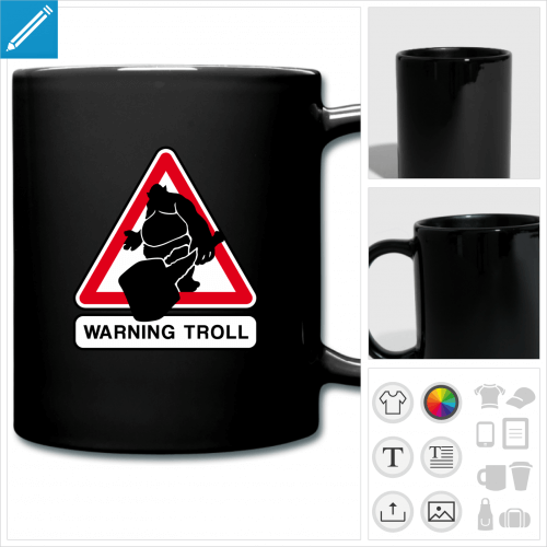 mug color troll personnalisable, impression  l'unit