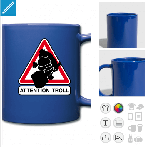 tasse couleur panneau troll  personnaliser