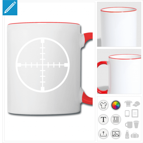 tasse bicolore cible personnalisable, impression  l'unit