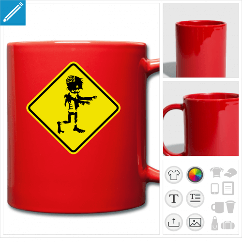 mug couleur zombie personnalisable, impression  l'unit