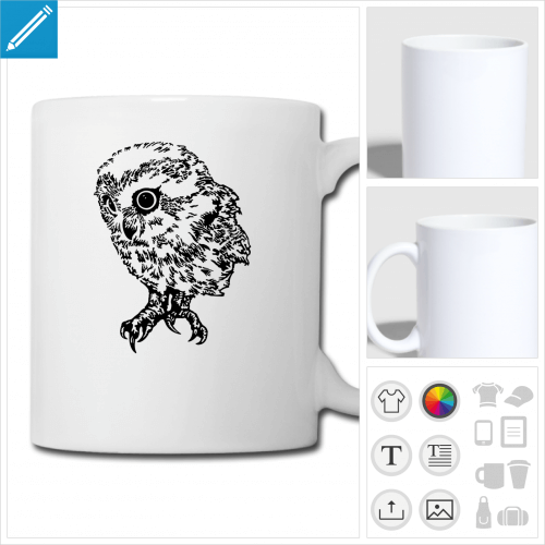 mug blanc bb hibou  personnaliser, impression unique