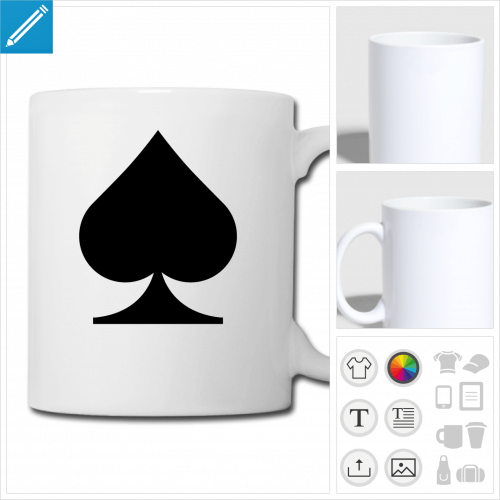 mug blanc carte poker à personnaliser
