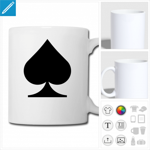 mug blanc carte poker  personnaliser