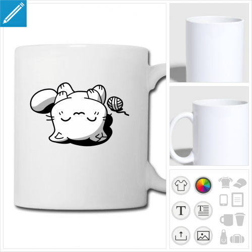 mug blanc chat  personnaliser, impression unique