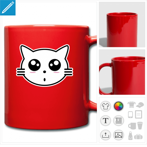 tasse couleur chaton anime  personnaliser, impression unique