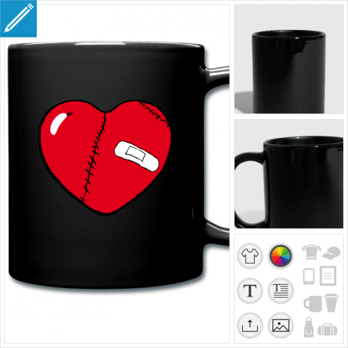 mug color coeur bris  personnaliser