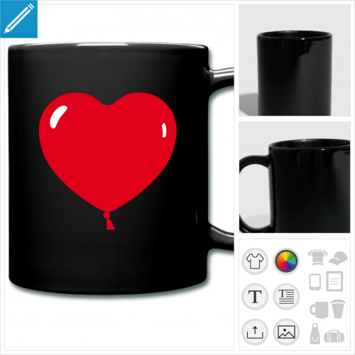 mug color ballon coeur  imprimer en ligne