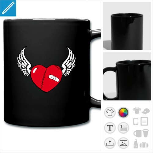 mug color coeur ail  personnaliser en ligne