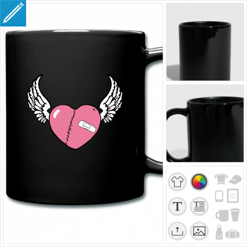 mug color coeur ail  personnaliser en ligne