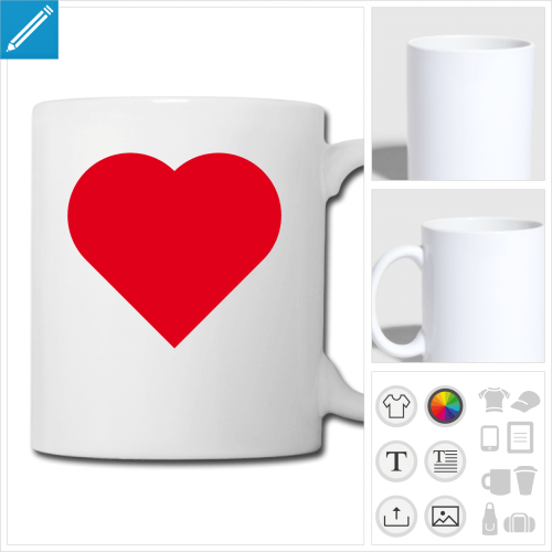 mug blanc coeur love  personnaliser et imprimer en ligne