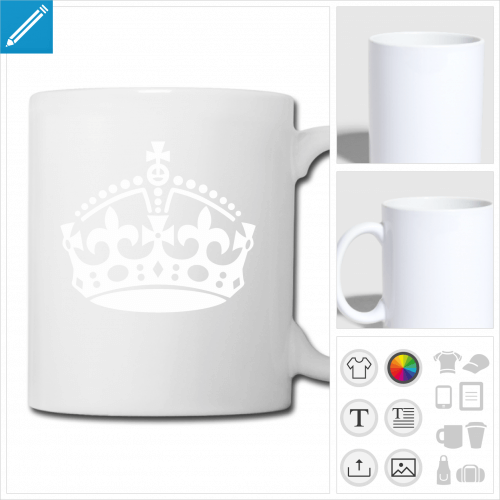 mug blanc couronne keep calm  personnaliser et imprimer en ligne