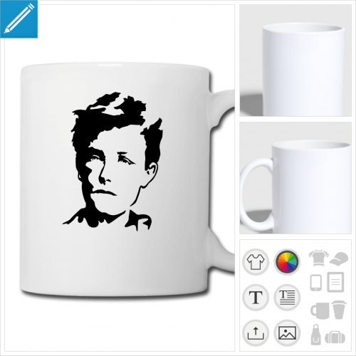 mug blanc Arthur Rimbaud à personnaliser en ligne