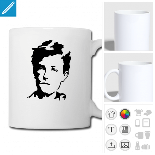 mug blanc Arthur Rimbaud  personnaliser en ligne