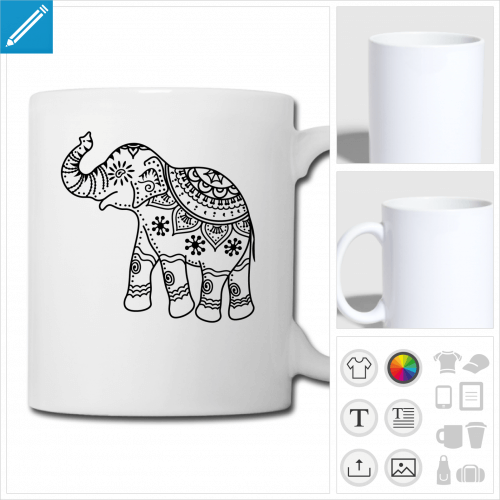 mug lphant personnalisable, impression  l'unit