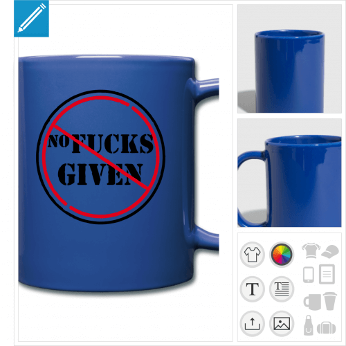 tasse couleur no fuck personnalisable, impression  l'unit