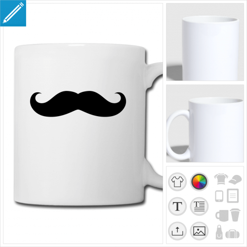 tasse moustache basique personnalisable