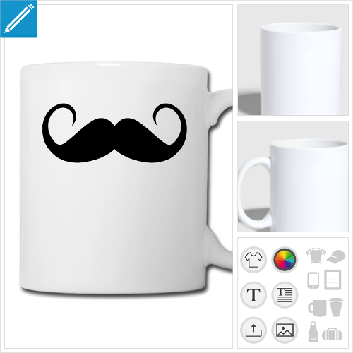 tasse moustache  personnaliser, impression unique