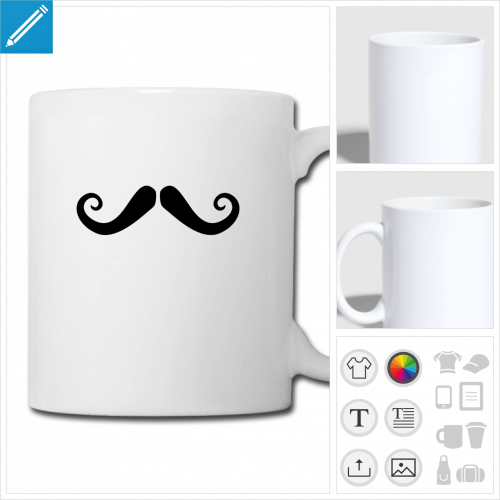 tasse moustache franaise  personnaliser, impression unique