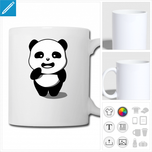 tasse panda personnalisable, impression  l'unit