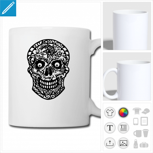 mug blanc tte de mort  personnaliser