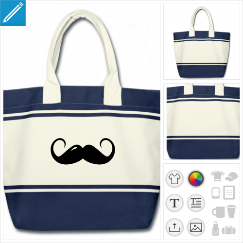 sac de courses moustache boucle  personnaliser en ligne