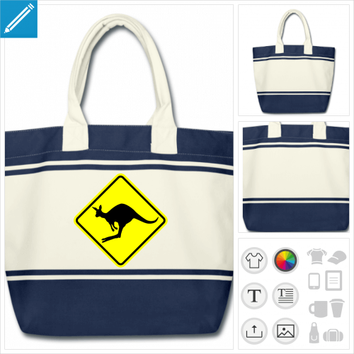 sac de courses attention kangourou  personnaliser et imprimer en ligne