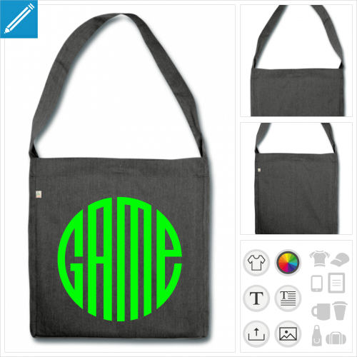 sac de courses game personnalisable, impression  l'unit