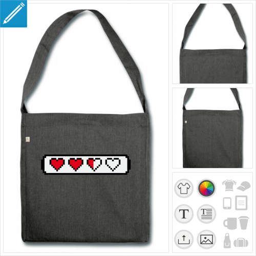 sac de courses coeur pixel  crer en ligne