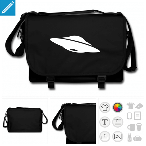 sac noir ufo  personnaliser et imprimer en ligne