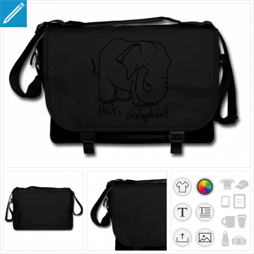 sac noir irrelephant  personnaliser et imprimer en ligne