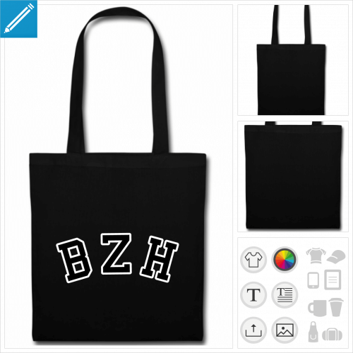 tote bag rouge bzh personnalisable